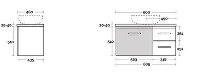 Marq 3 Wall Hung Vanity Unit 900