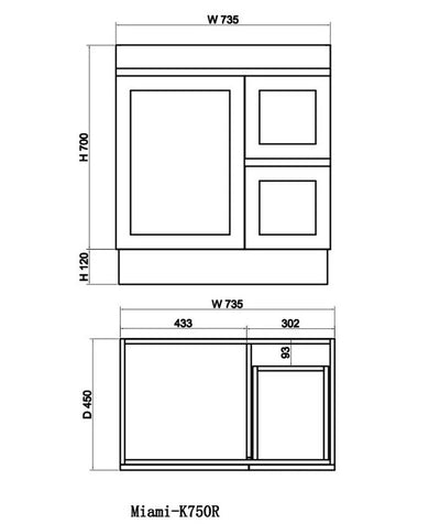 Miami Floor Standing Vanity Unit 750