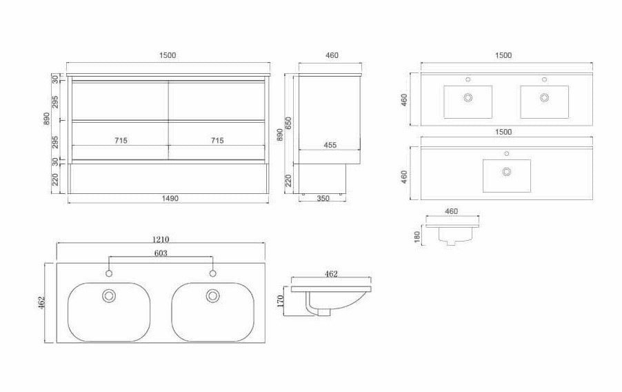 Perugia Floor Standing Vanity Unit