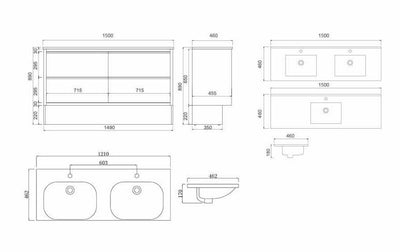 Perugia Floor Standing Vanity Unit