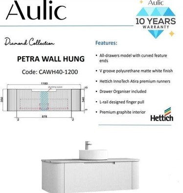 Petra Wall Hung Vanity Unit 1200