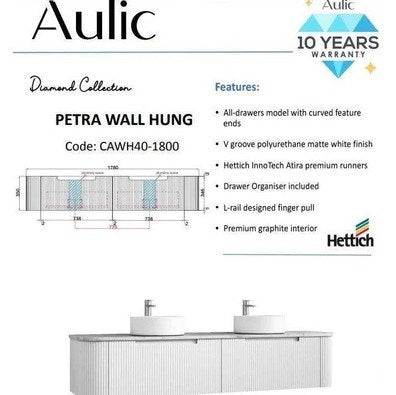 Petra Wall Hung Vanity Unit 1800