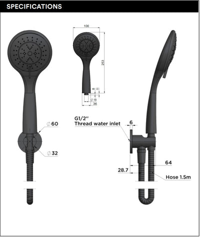 ME 3F Hand Shower on Bracket