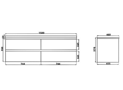 Qubist Wall Hung Vanity Unit 1500