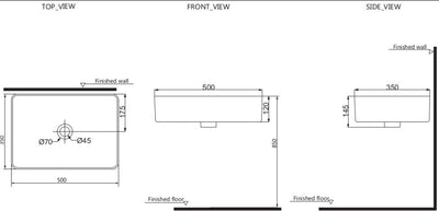 Akemi Above Counter Rectangular Basin 500