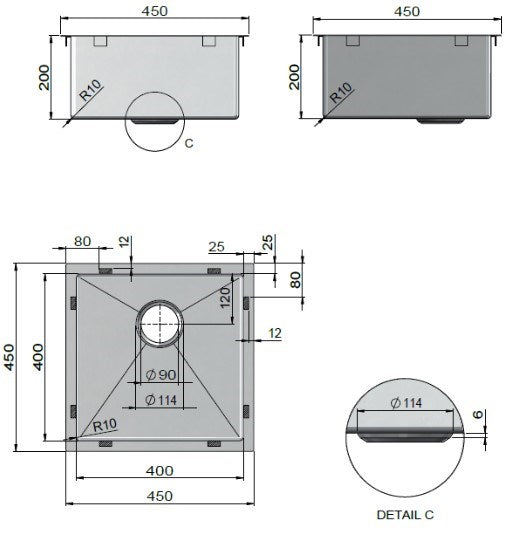 ME Stainless Steel Single Bowl Kitchen Sink 4545