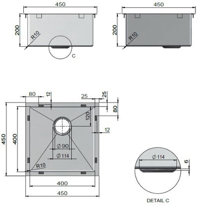 ME Stainless Steel Single Bowl Kitchen Sink 4545