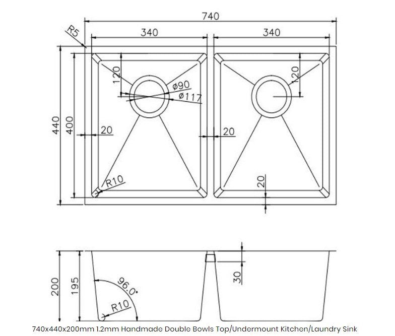 NR Square SS1 Kitchen Sink 750