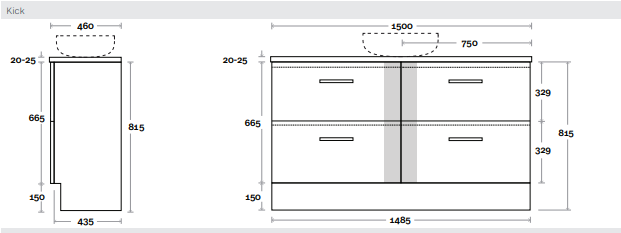 The Marq 13 All Drawer Floor Standing Vanity Unit 1500