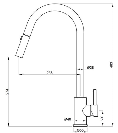 Xacta Gooseneck Retractable Maxi Pull Out Mixer with Dual Spray