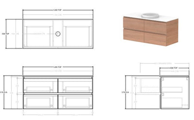 Glacier Twin Pro Wall Hung Vanity Unit 1200