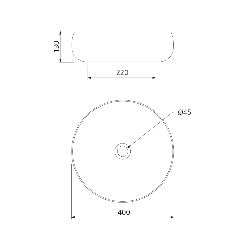 Terzofoco Curved Above Counter Basin