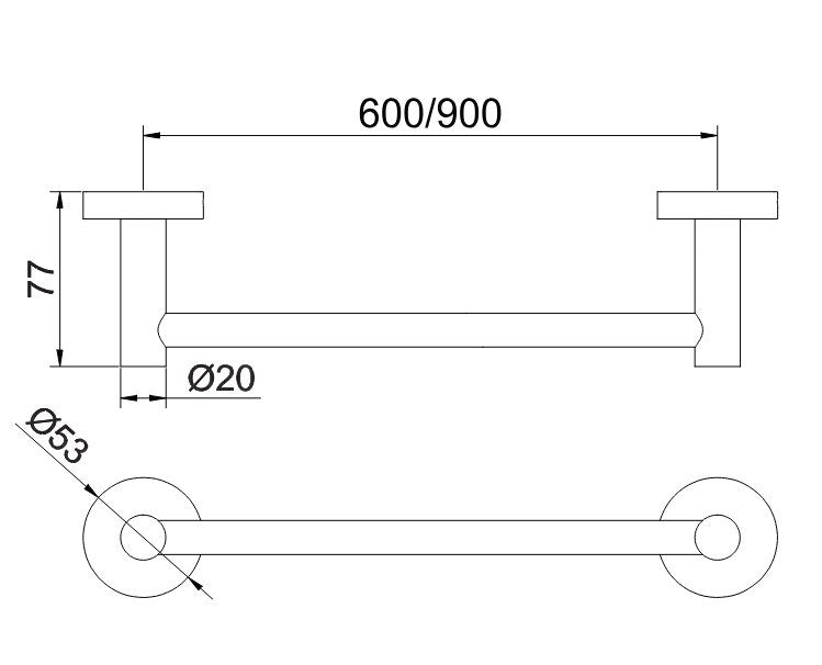 Soul Single Towel Rail 900