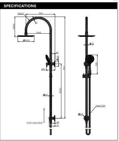 ME Round Gooseneck 3F Shower Station