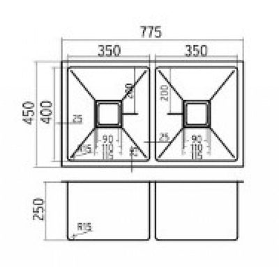 KDK Double Bowl Kitchen Sink with Round Corner