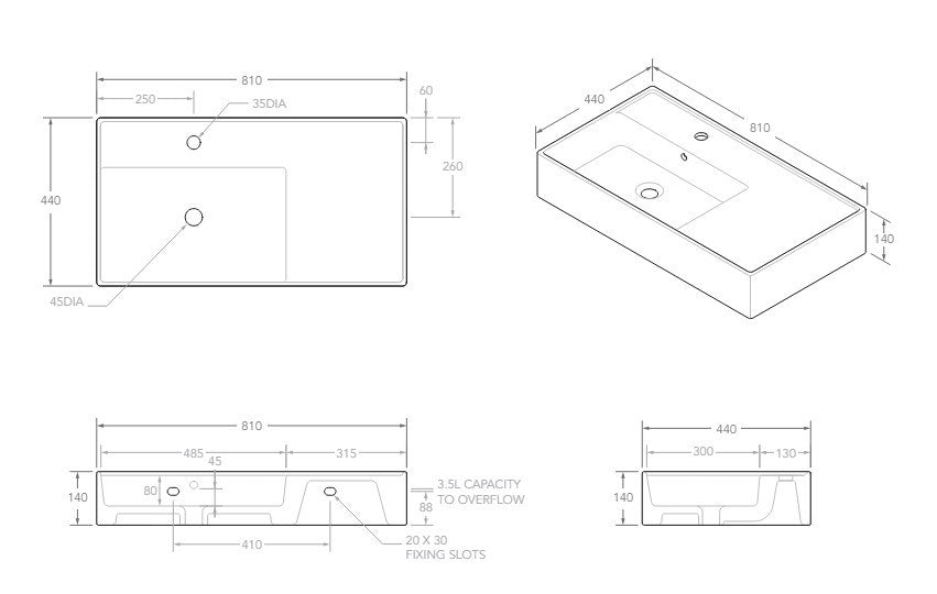 Teorema Above Counter Basin with Overflow 800