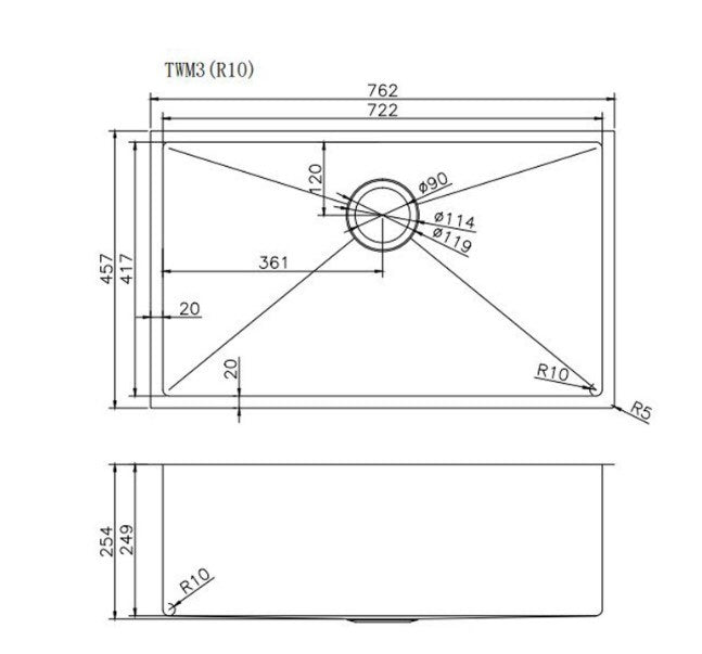 NR Square SS1 Kitchen Sink 80