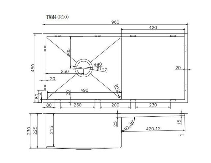 NR Square SS1 Kitchen Sink 100