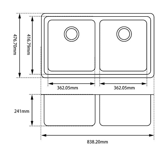 NR Granite Stone Double Kitchen Sink 850