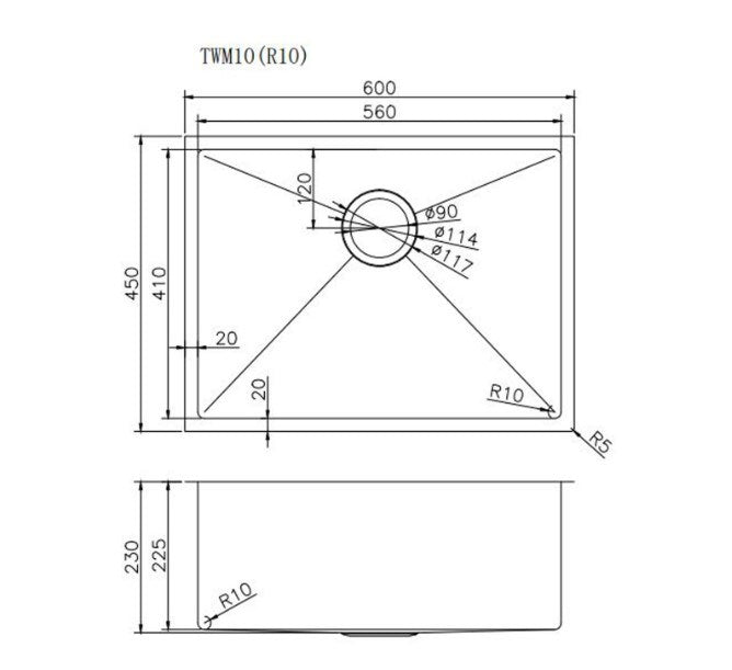 NR Square SS1 Kitchen Sink 60