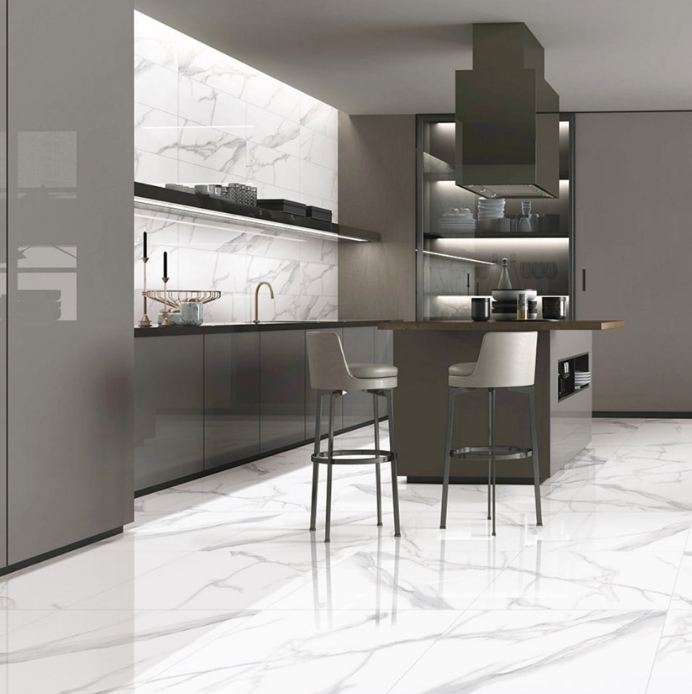 Grey Vein Light Carrara 600x600 Polish