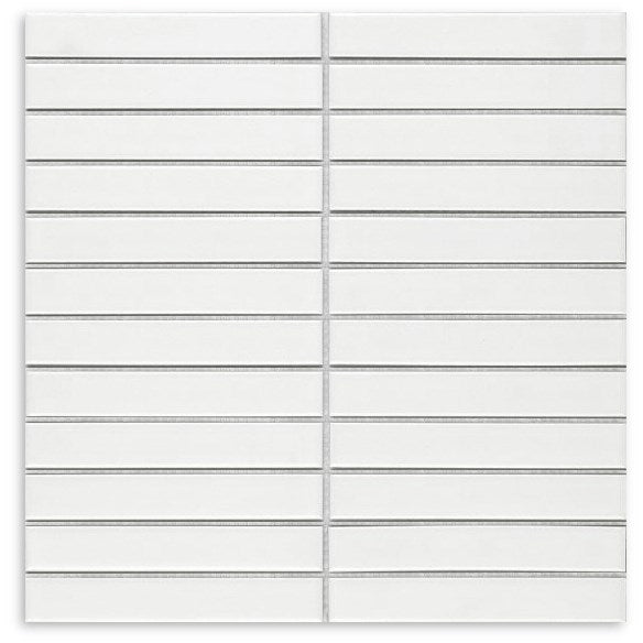 Porcelain Mosaic White Gloss 22x145 Flat