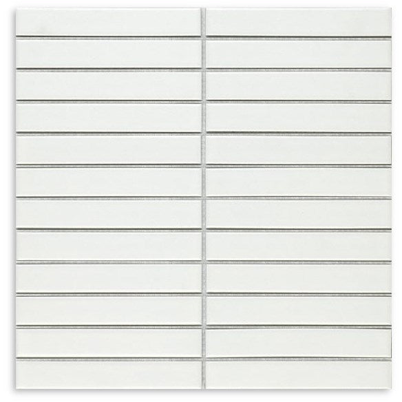 Porcelain Mosaic White Matt 22x145 Flat