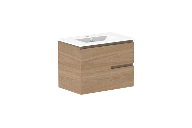 Glacier Lite Twin Full Depth Door and Drawer Wall Hung Vanity Unit 750